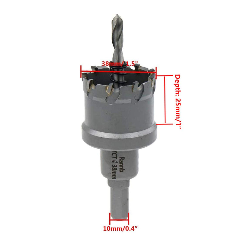 38mm/1.5 Inch Hole Saw Carbide Tipped Hole Saw for Cutting Stainless Steel Plate, Iron, Steel 1.5"/38mm
