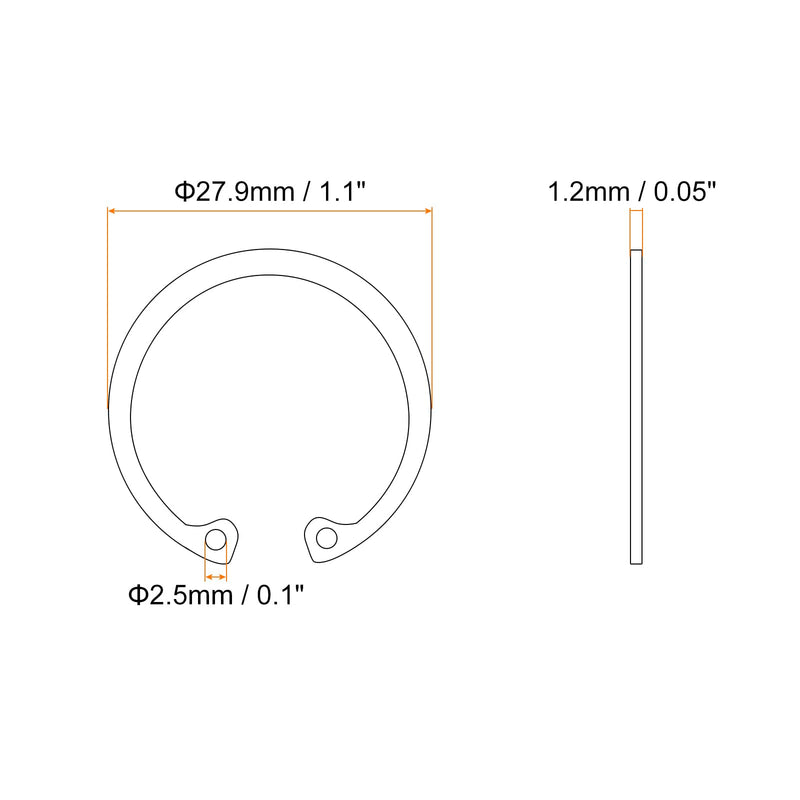 uxcell 30Pcs 26mm Internal Retaining Ring Circlip, 304 Stainless Steel Internal Circlip Snap Rings C-Clips for Grooved Shafts Studs, Silver Tone 30