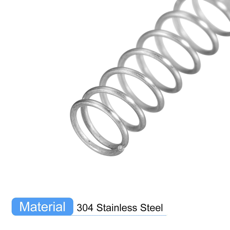 uxcell Compression Spring, 5Pcs 304 Stainless Steel, 4mm OD, 0.2mm Wire Size, 50mm Free Length, Silver Tone 0.2mmx4mmx50mm