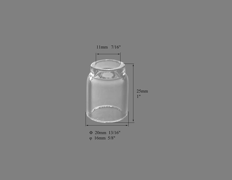 RIVERWELD TIG Glass Cups Clear Quartz Nozzle 53N58 4# 1/4", 53N59 5# 5/16", 53N60 6# 3/8", 53N61 7# 7/16" 11.0mm, 53N61S 8# 1/2" 12.5mm for SR WP 9 17 18 20 25 26 TIG Welding Torch 5pcs