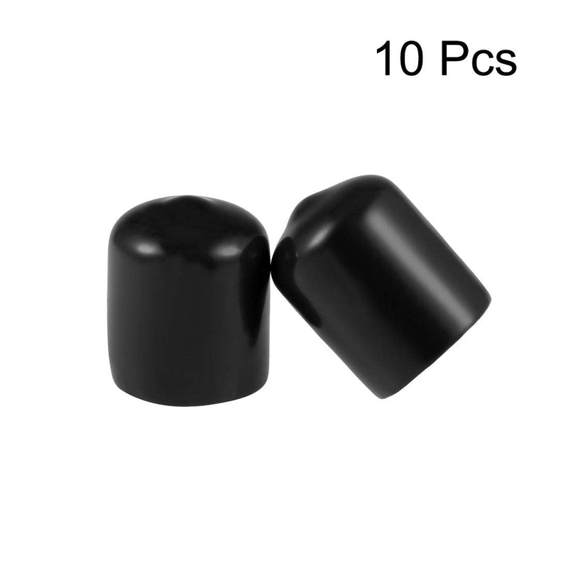 uxcell 10pcs Rubber End Caps 15mm ID Vinyl Round End Cap Cover Screw Thread Protectors Black