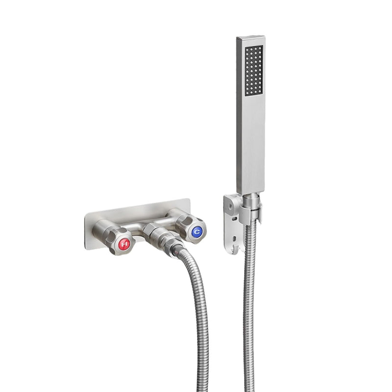 RV Exterior Quick Connect Shower Sprayer Faucet,4 inch Camper Outside Outdoor Bathroom Spray Hose Connect Faucet Valve Kit Replacement Brushed Nickel