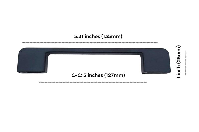 CAYBO Matte Black 5-Pack Cabinet Handle 5-inch (128mm) Hole Center. Flat Black Solid Square Bar Kitchen Cabinet Hardware Handle Pull -for Bedroom Dresser Drawer Wardrobe Door 5 Pack 5"/128mm