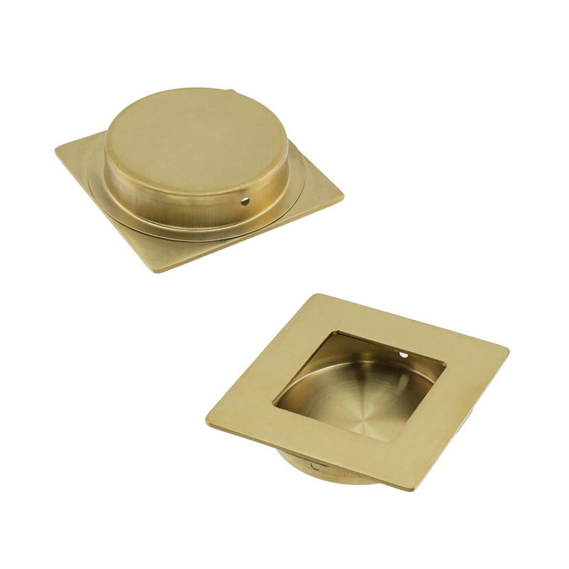 Recessed Finger Flush Pulls for Sliding Pocket Closet Door | Square Sliding Closet Handles for Cabinets and Drawers (Gold) 8