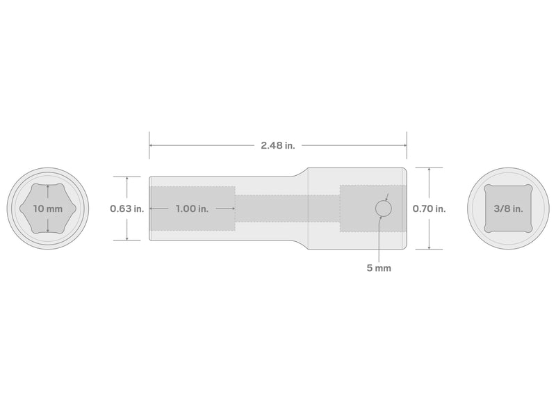 TEKTON 3/8 Inch Drive x 10 mm Deep 6-Point Impact Socket | SID13110