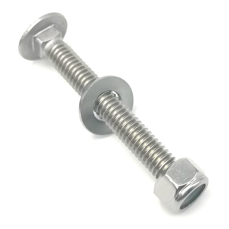 5/16-18 x 2-1/2" Trailer Hasp Bolt Kit for Trailer Latch Trailer Door Latch Trailer Cam Action Hasp 304 Stainless Steel Carriage Bolts Kit with Lock Nuts and Flat Washers - 4 Sets 5/16-18 x 2-1/2"
