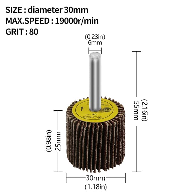 6 Pack Flap Wheel Sander Set with 1/4'' Shank 3 Size 80 Grits Abrasive Sanding Flap Wheels for Die Grinder Power Rotary Tool Flex Shaft Grinders Polishing Rust Weld Burr Removing Coat Paint