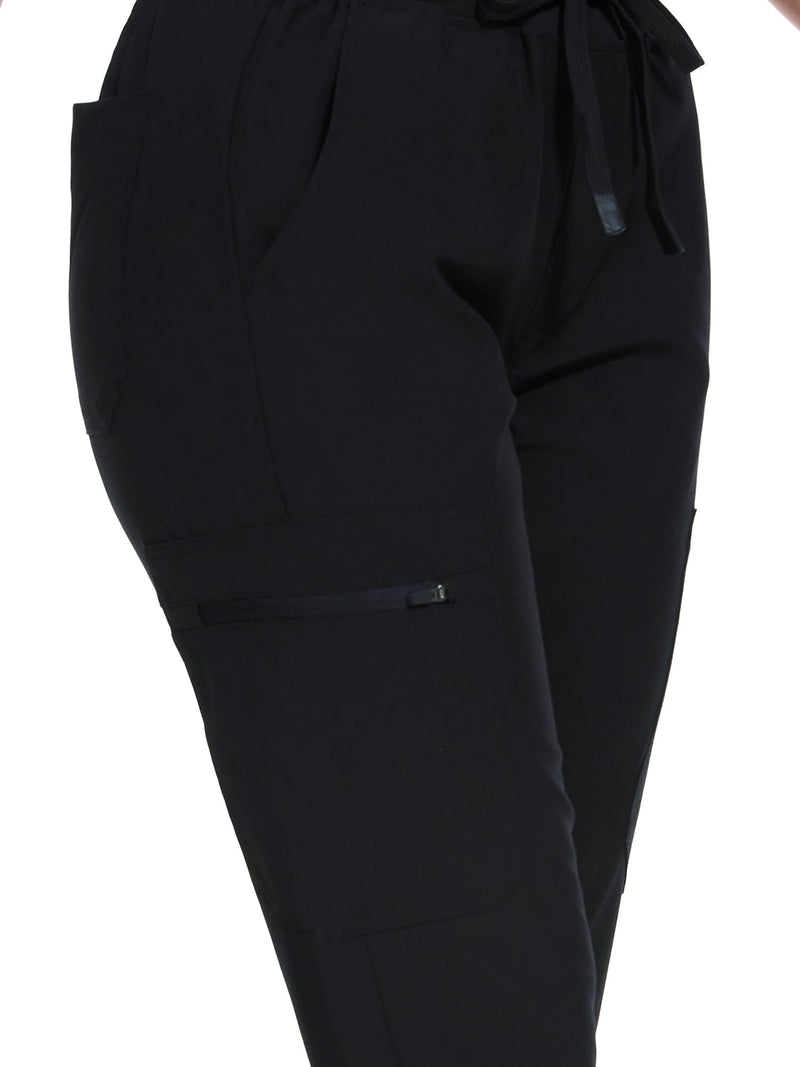 COZYFIT Scrub Pants for Women - Cargo Pants Scrubs with 7 Pockets,Soft Stretch Black Medium