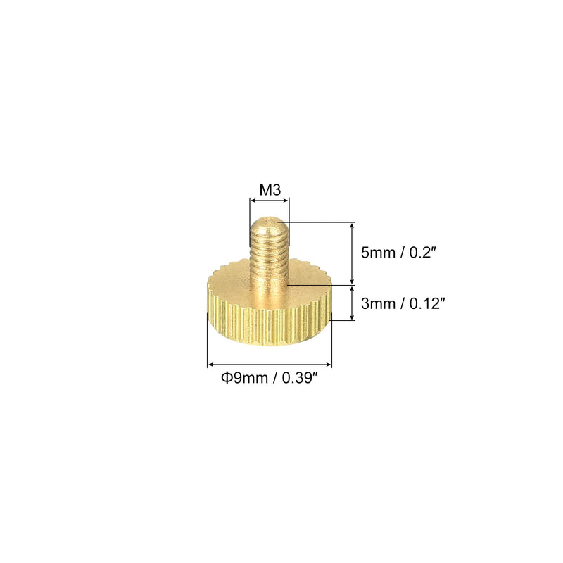 uxcell Knurled Thumb Screws, M3x5mm Flat Brass Bolts Grip Knobs Fasteners for PC, Electronic, Mechanical 5Pcs