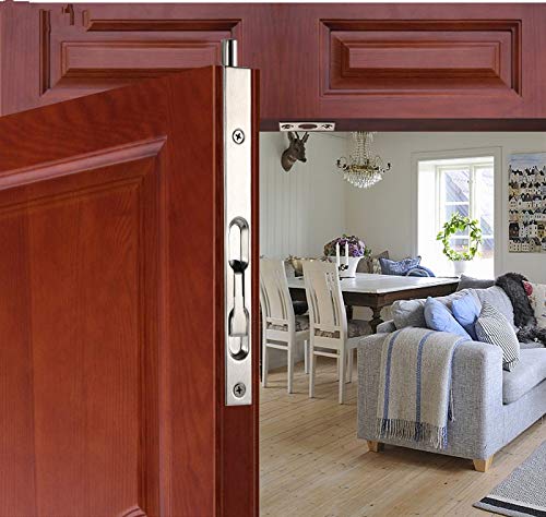 TOGU 18" Solid Stainless Steel Lever Action Flush Bolt, Concealed Security Door Lock for Composite, French, Wood, Double & Dummy Doors, Brushed Stainless Steel Finish, 2 Pack
