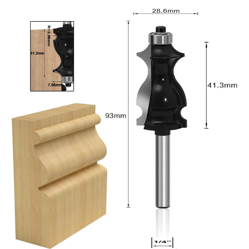 LEATBUY Router Bit Set Architectural Molding 5 PCS 1/4 Inch Shank , Corner Rounding Edge Rail Stile Wood Router Bits Sets, Woodworking Milling Cutter Tool, Door Cabinet Shelf Carbide CNC Router(5)