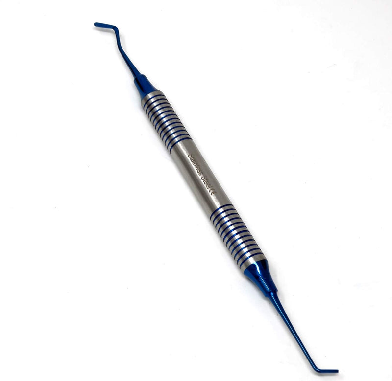 Set of 6 Dental Composite Placement Instruments Hand Carving Dentistry Kit, Blue Titanium Coated Tips, Stainless Steel Kit