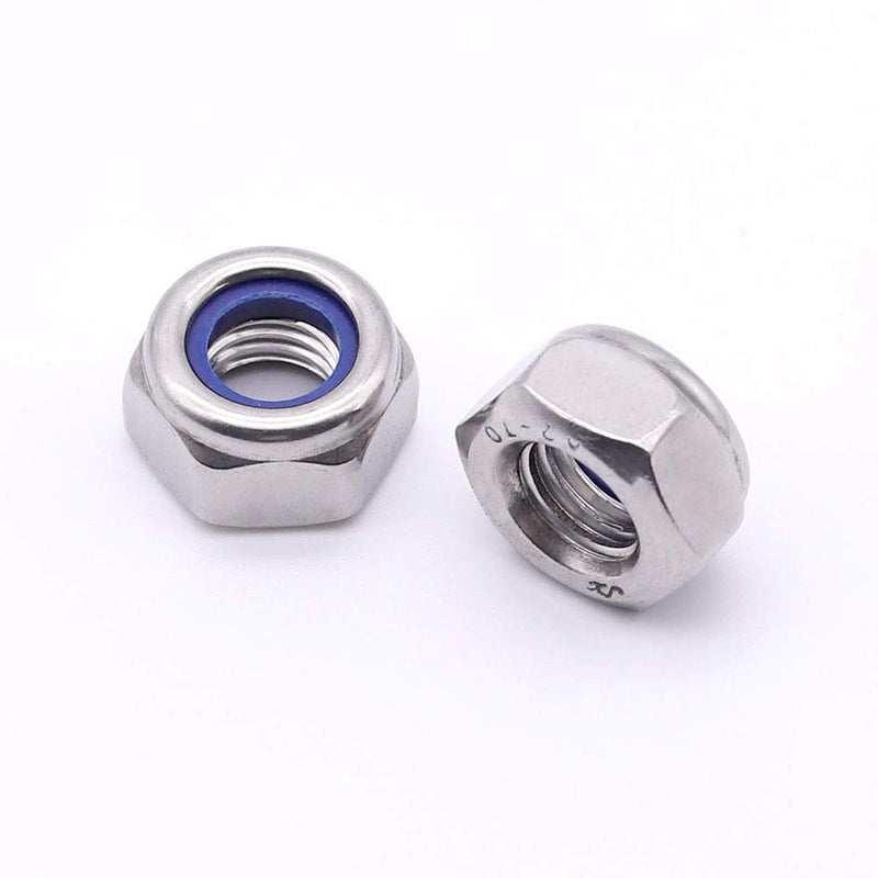 M4-0.7 (100 pcs) Nylon Insert Hex Lock Nuts 304 Stainless Steel 18-8 Locknut, Bright Finish, DIN985 M4-0.7 100