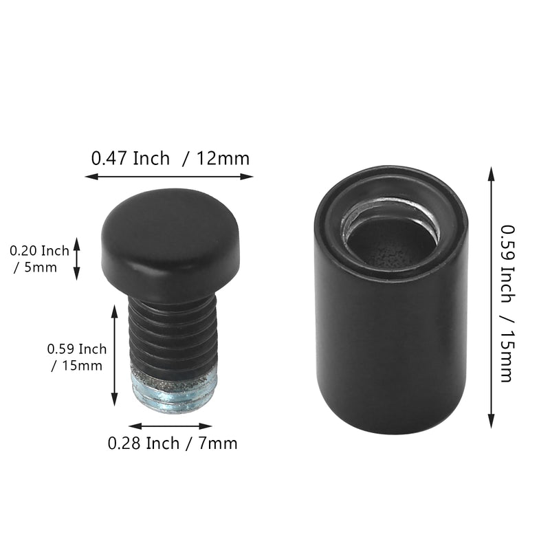 12 Pcs Black 1/2 Inch x 1 Inch Standoff Screws, Stainless Steel Standoff Screws Standoff Mounting Hardware, Acrylic Sign Standoffs Small Glass Spacers for Hanging Picture Photo 1/2"x 1" 12