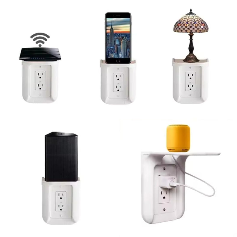 Wall Outlet Shelf Mount – Space-Saving Bathroom Organizer for Alexa, Toothbrushes and Power Tools. Supports upto10lbs, Renter-Friendly, Perfect for Bathroom Essentials & Home Décor.
