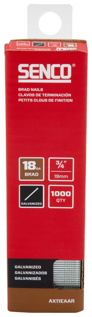 SENCO AX11EAAR 3/4" 18 Gauge Brad Nails, Galvanized Finish 1,000 Count Pack