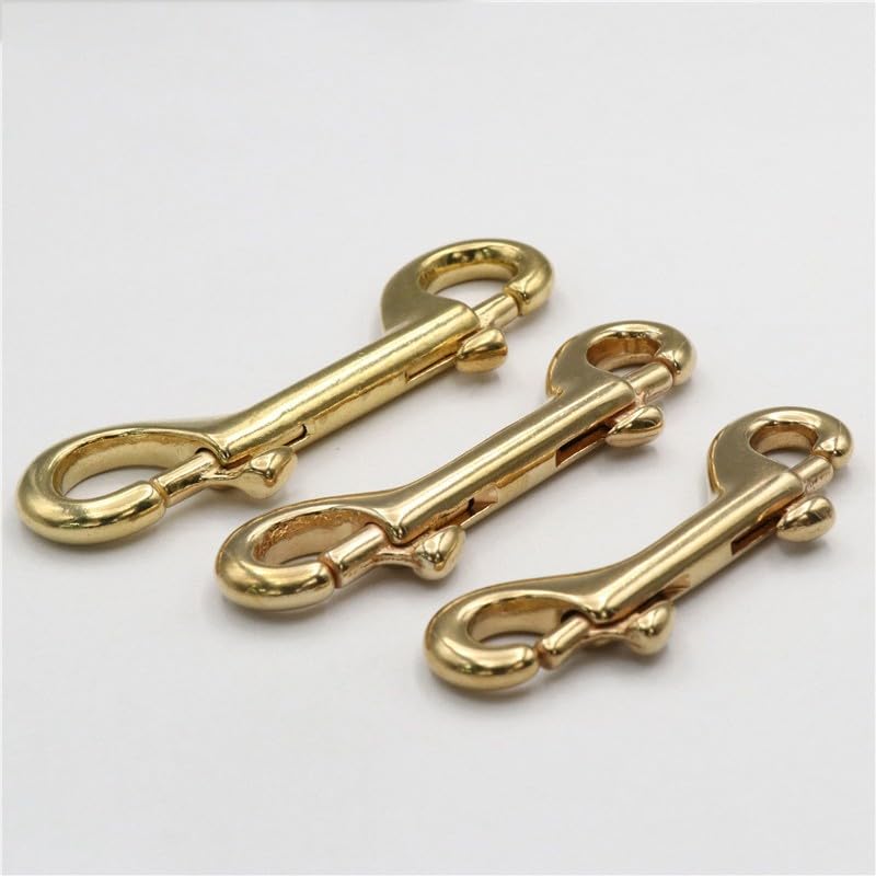 MerciL 5Pcs Brass Double End Snap Hook Clip, 3 Inch Diving Hook Keychains Bolt Snaps Hook for Pet Luggage Outdoor Mountaineering Tactical Equipment (78mm/3in)