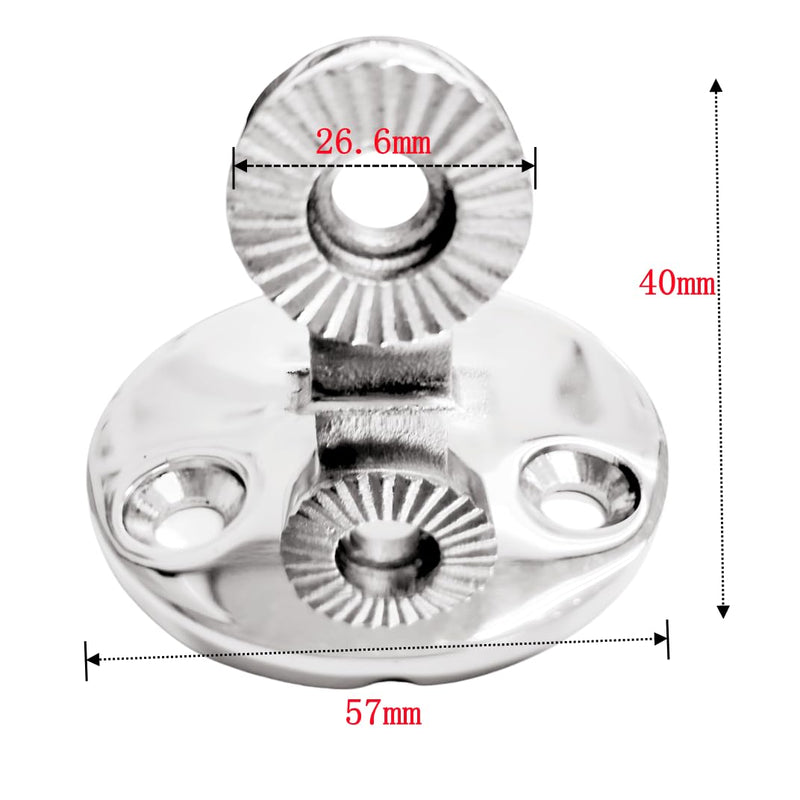 Marine Grade 316 Stainless Steel 180 Degree Adjustable Swivel VHF Antenna Mount with Ratchet Base and Screws (Round Base) Round Base