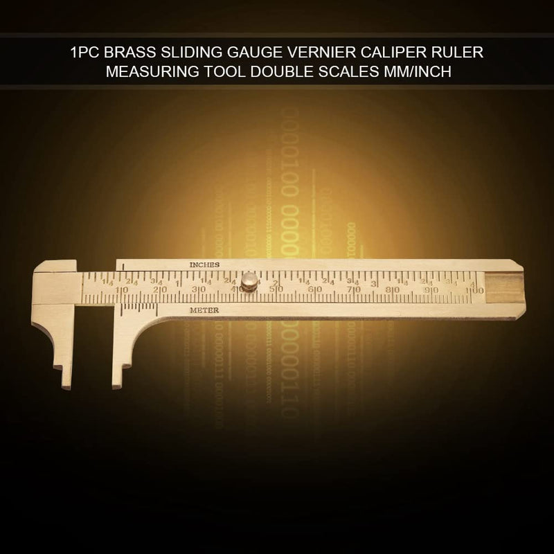 Brass Caliper 100mm / 4 inch Gauge Vernier Pocket Caliper for Bead Wire Jewelry Measuring (Double Scale)