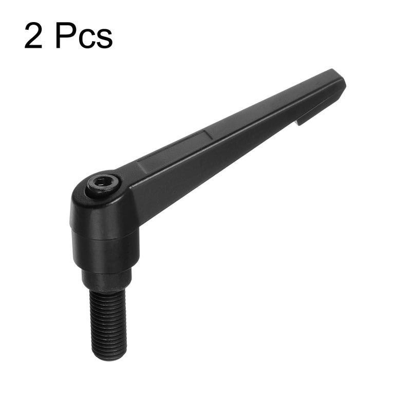 HARFINGTON 2pcs Adjustable Clamping Lever Handles M16 x 40mm Male Thread Bolt Knobs Rotating Screw Locking Quick Release Ratchet Push Button Handle, Black