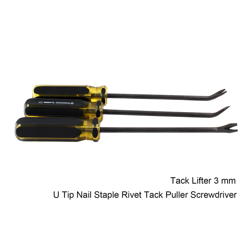 3pcs Tack Lifter, Nail Staple Puller Remover, Tack Puller Screwdriver Tack Rivet Remover Tool, V Tip Pry Screwdriver Removal Tool (9.8" Length) Medium