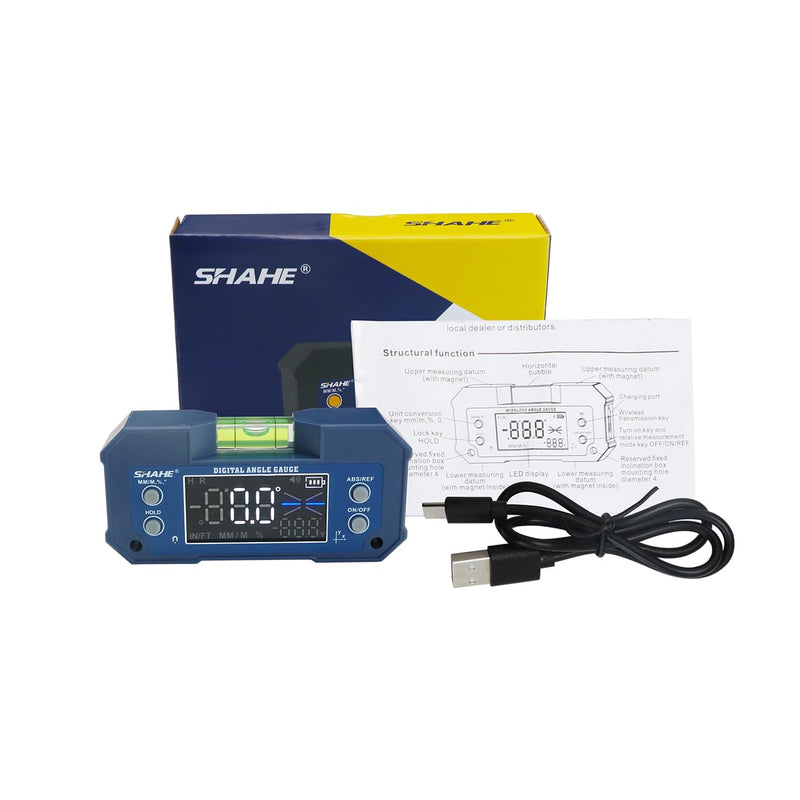 SHAHE Dual Axis Digital Protractor Inclinometer Rechargeable Digital Angle Gauge Mini Magnetic Electronic Level Box