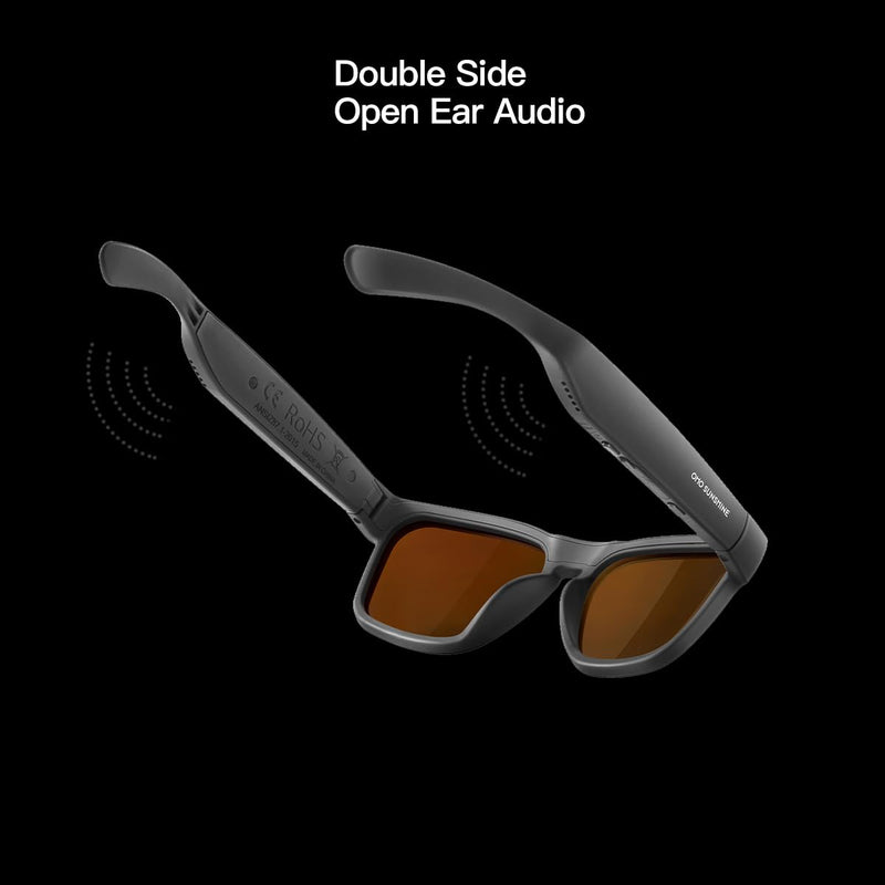 OhO Smart Glasses,Polarized Sunglasses with Bluetooth Speaker,Athletic/Outdoor UV Protection and Voice Control,Unisex(Mirror Blue Lens) Black Frame-blue Lens