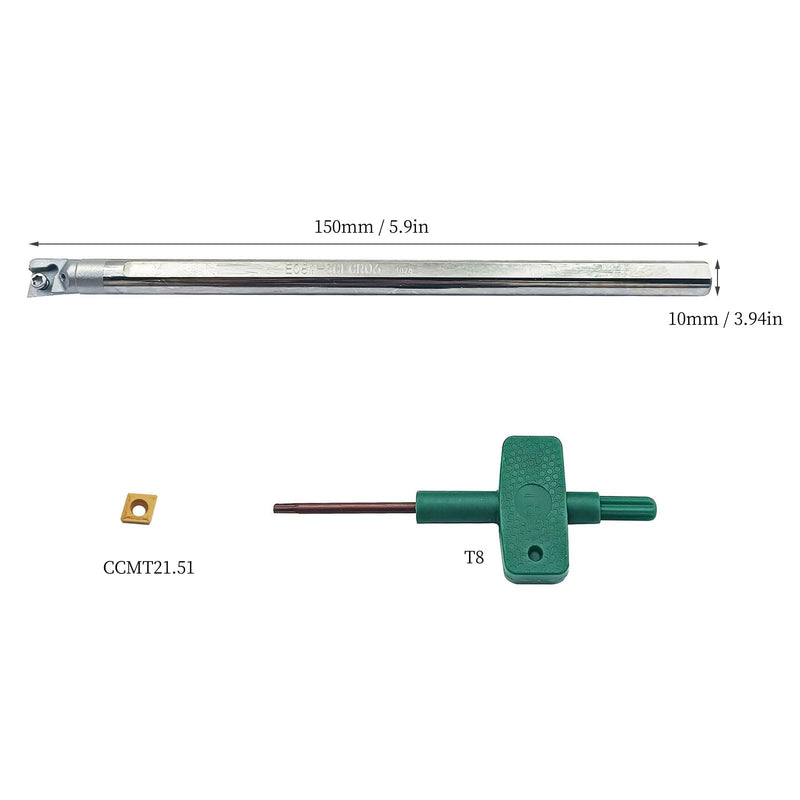 E06K-SCLCR06 Tungsten Steel Tool Holder with Internal Cooling (6mmx125mm) - High Seismic Resistance, CNC Efficiency | Includes 1 Holder + 1 Box CCMT060204-HM Inserts (E06K-SCLCR06 with Inserts) E06K-SCLCR06 with Inserts