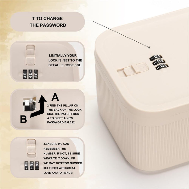 Lockable Storage Box,Medicine Safe Case Container,Refrigerator Lockbox for Personal Private Items,Medicines,Food,Snacks,Locking Cell Phone Smart Device Jail,Small Lock Box for Office,Home (Cream) Cream