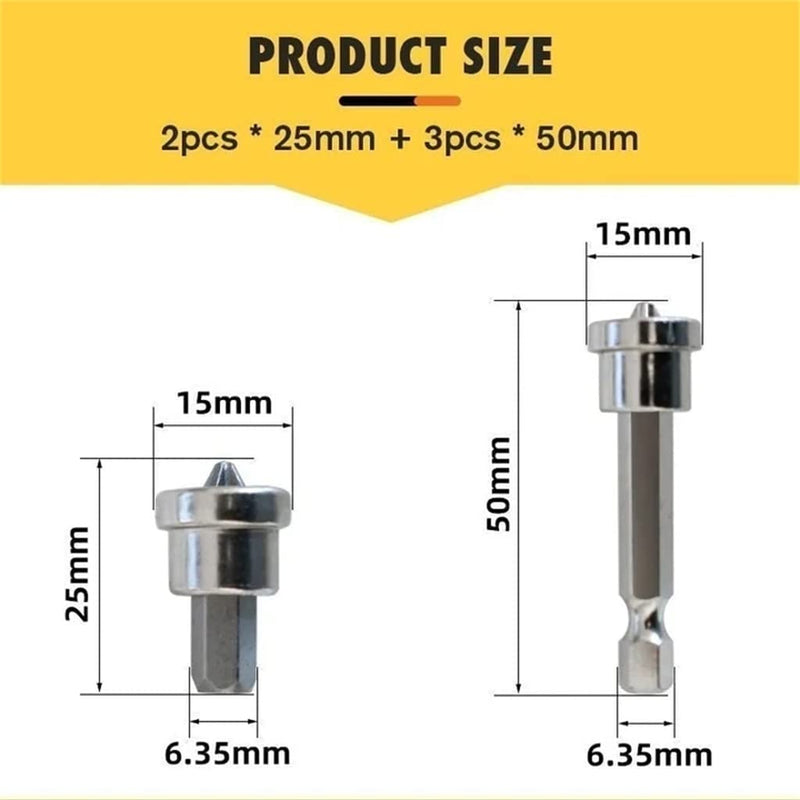 5pcs Set Magnetic Positioning Screwdriver Bits Drywall Screw Setter PH2 Bits for Plasterboard Screw Hex Shank Positioning Bit Batch Head (5pcs 50mm) 5pcs 50mm