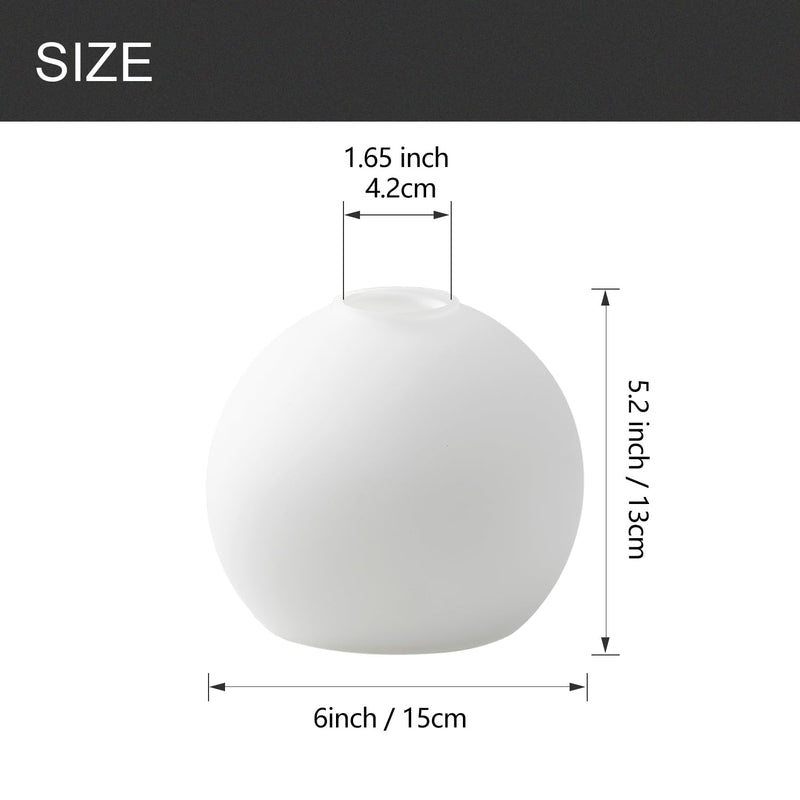 3 Pack Fixture Replacement Globe Shade, 6 Inch Diameter, E26 Base 1-5/8 Inch Fitter, Glass Globe Lampshade Cover for Pendant Wall Sconce Chandelier Vanity Light (3 Pack 6 Inch White Frosted Glass) 3 Pack 6 Inch White Frosted Glass