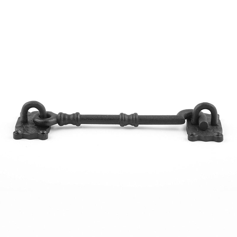 Renovators Supply Manufacturing Door Latch Lock 7.3 in. Black Wrought Iron Hook and Eye Latch for Door with Mounting Hardware Pack of 3 7.3-inch