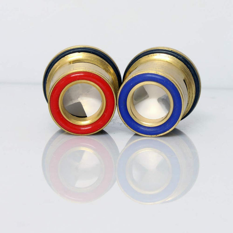 Bathroom Basin 2PCS Pair 3/4'' Ceramic Disc Cartridge Replacement Mixer Hot and Cold Tap Inner Faucet Valve Quarter Turn 57MM 12 MM Spline Length 20 Teeth G3/4'' 57MM Hot&Cold Pair
