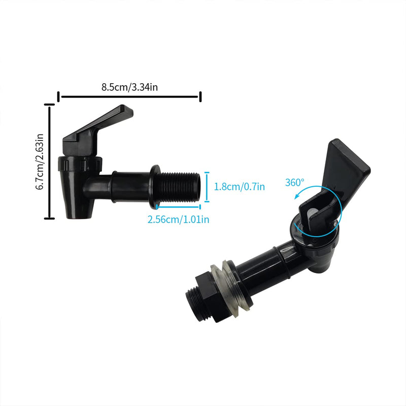 2 Pcs Replacement Cooler Faucet, Reusable Spigot Spout Water Beverage Lever Pour Dispenser Valve Water Crock Water Tap, BPA Free Plastic Water Spigot (Black) Black