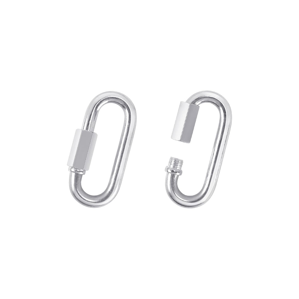 2 Pack Chain Quick Links Duty Chain Link Connector Locking Carabiner Galvanized Screw Carabiner, Chain Hooks for Outdoor Traveling Equipment, Connecting Hammock (M5-1.9 Inch / 4.8 cm)