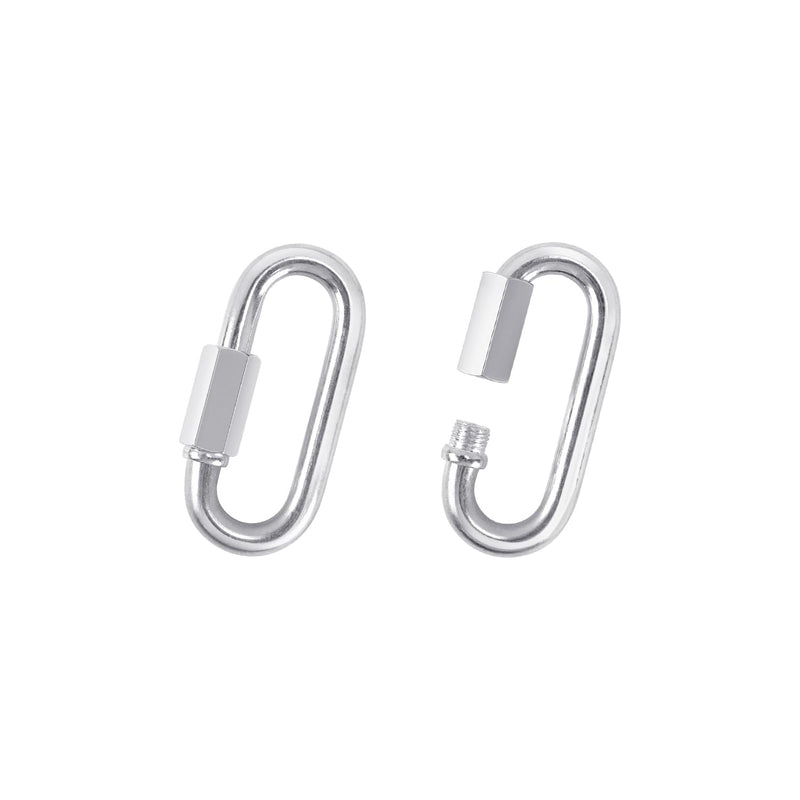 2 Pack Chain Quick Links Duty Chain Link Connector Locking Carabiner Galvanized Screw Carabiner, Chain Hooks for Outdoor Traveling Equipment, Connecting Hammock (M5-1.9 Inch / 4.8 cm)