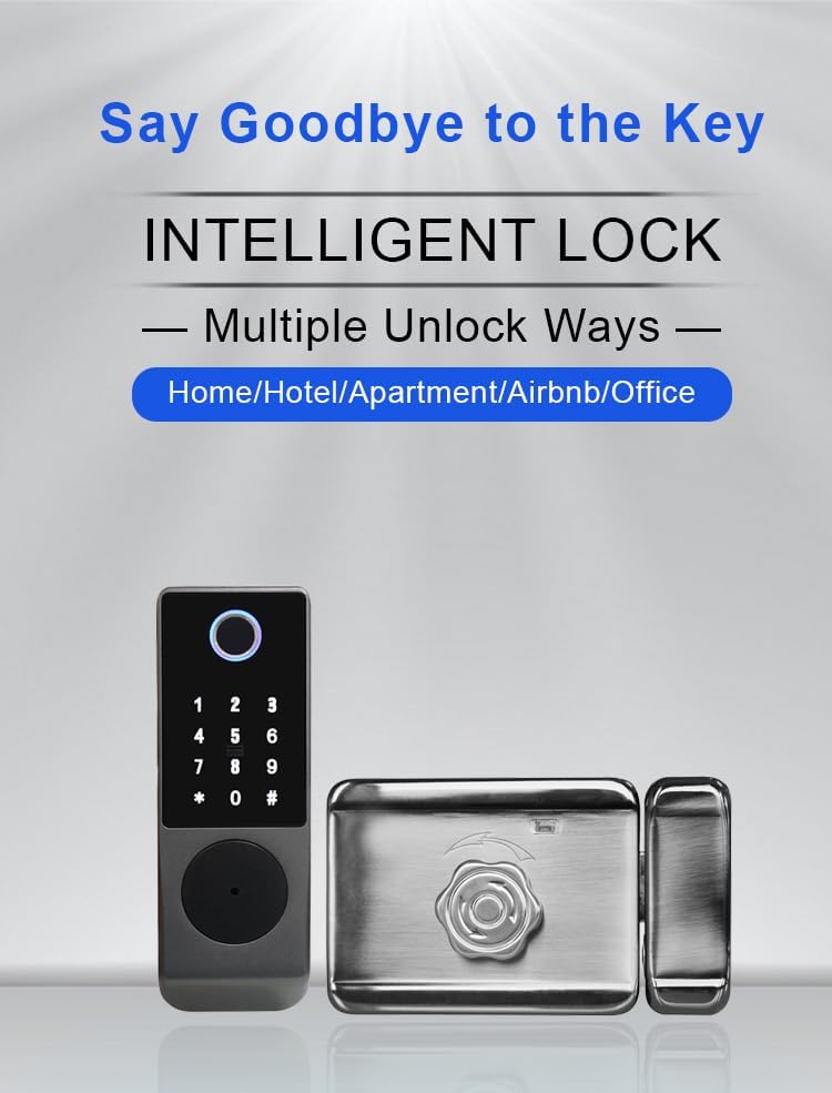Waterproof Outdoor Gate Smart Rim Lock Digital WiFi Fingerprint Electric Electronic Smart Door Lock with Tuya TTLock App