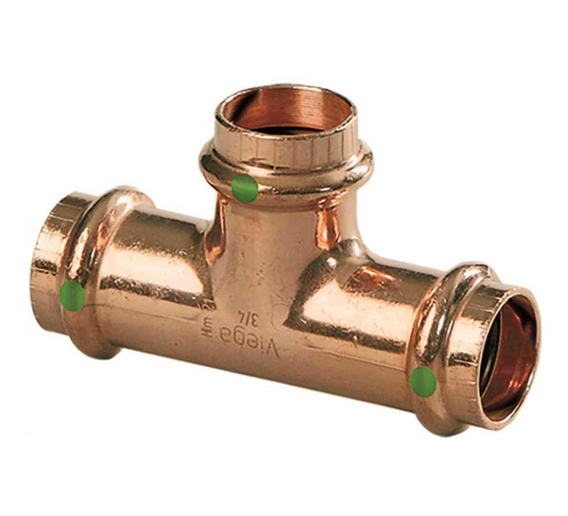Viega 77387 ProPress Zero Lead Copper Tee with 3/4-Inch P x P x P, 10-Pack 10 Pack