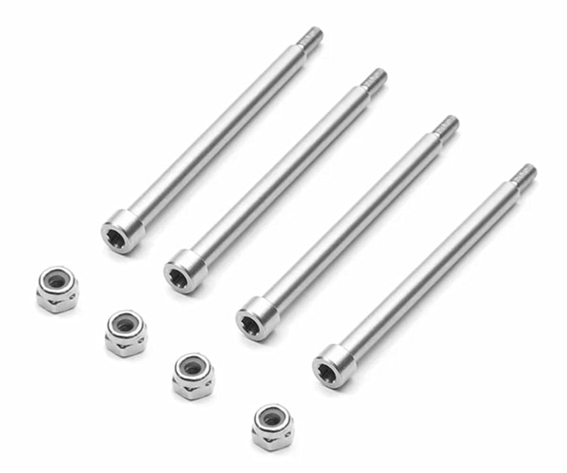 4Pcs Steel 4X56mm Threaded Hinge Pins A-arm Pins 70510 & M3 Nut for 1/5 X-Maxx XMAXX RC Car Upgrades Part (Silver