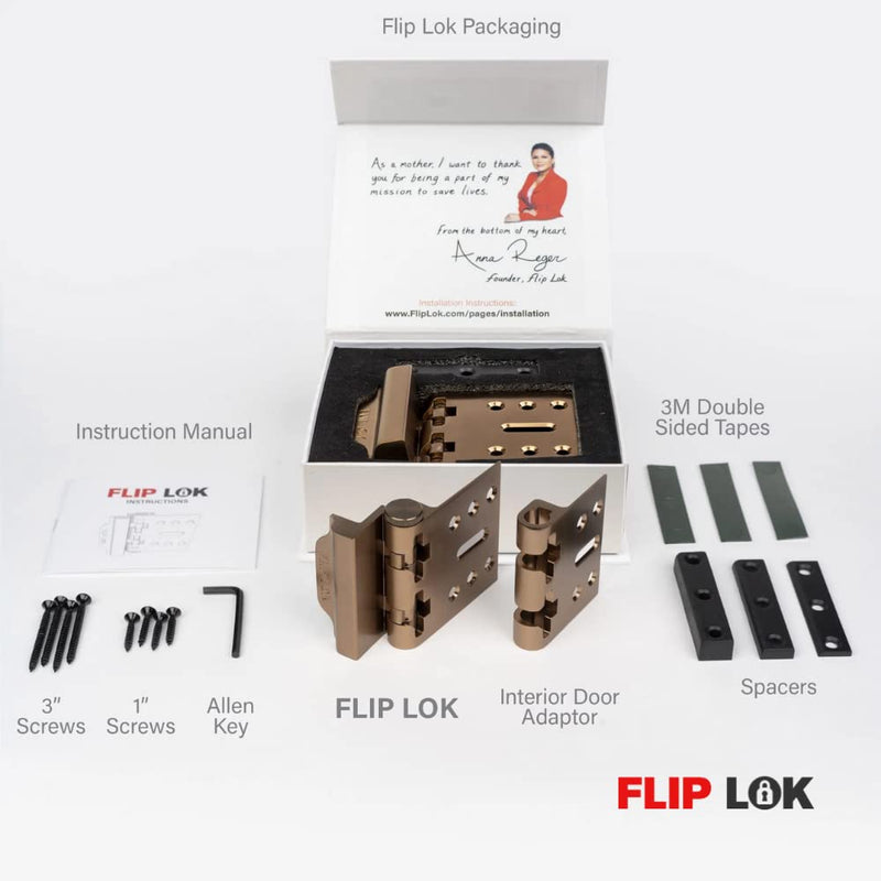 FlipLok High Security Door Lock - 10X Stronger Than a Deadbolt, Keypad Lock, Bronze, Keyless