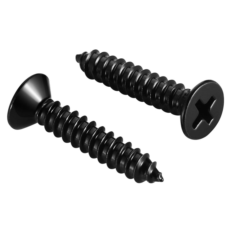 #8 x 1-1/4" 120 PCS Flat Head Sheet Metal Screws, Phillips Drive Self Tapping Screws, Stainless Steel Countersunk Head Wood Screws, Black Coating #8 x 1-1/4"
