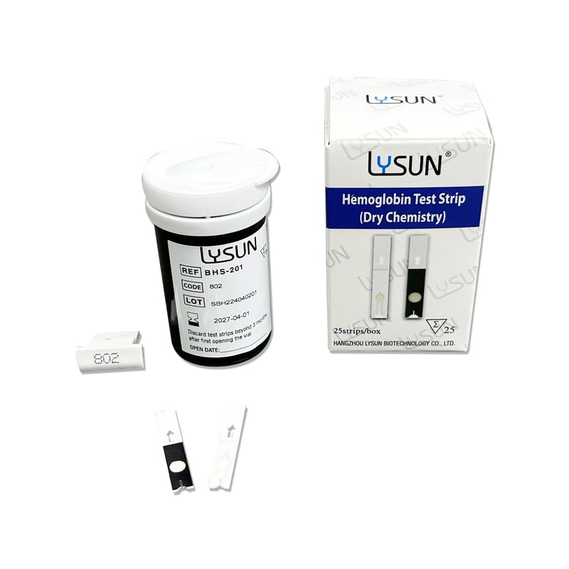 Lysun BHS-201 New Upgraded Version Hemoglobin Test Strips 25pcs, White | For BHM-202 Hemoglobin Meter
