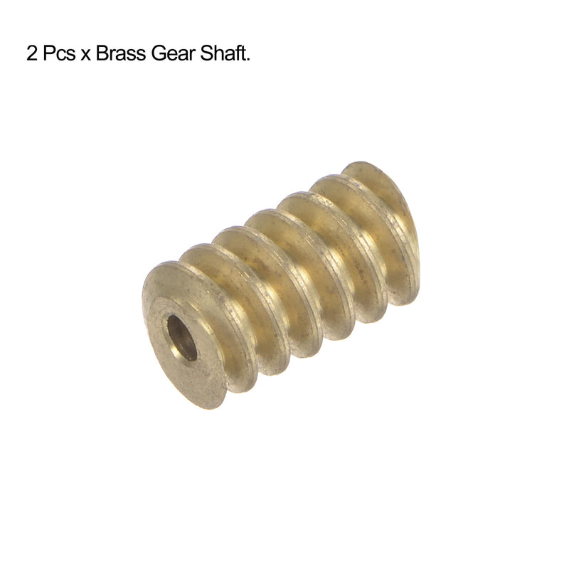 HARFINGTON 2pcs Worm Gear Shaft Brass 0.5 Modulus 1.98mm Hole Diameter Drive Gear Box Shaft