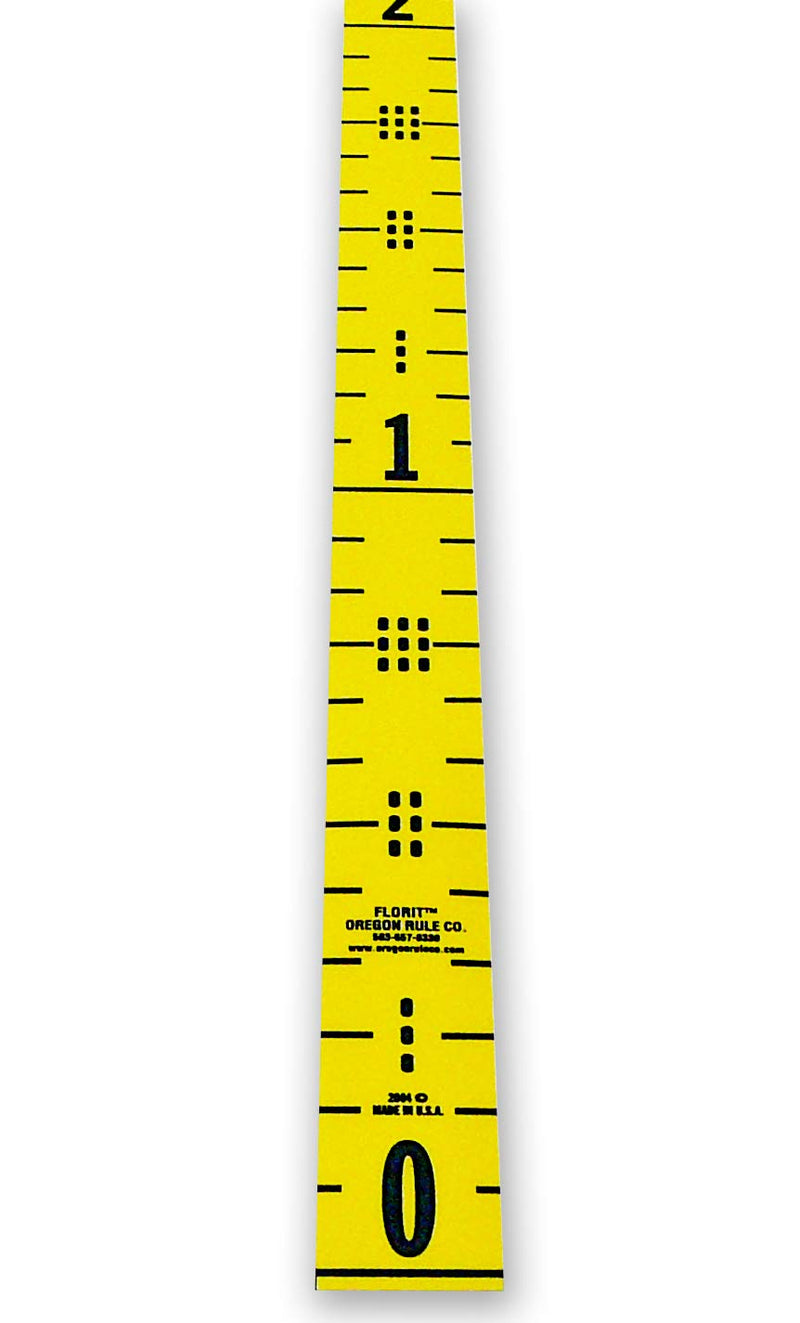 Floor Tape – Adhesive Backed – 2 Inch Wide X 25 Foot Long – Vertical Up – Fractional – 1” Grads – Yellow – 4 Pieces