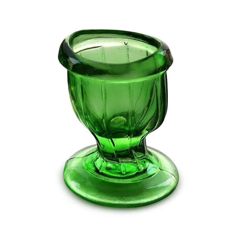 Set of 2 Eye Wash Cups with Storage Container | Eye Cleaner Solution for Tired Eyes, Eyestrain, Makeup and Dust | Eye-Shaped Rim for Eye Rinse and Cleansing - Green Pack of 2