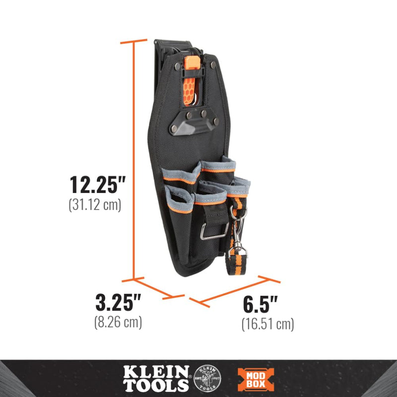 Klein Tools 55834MB MODbox Tool Pouch, Electrician Pouch, Quickly Attach and Release from Tool Belts and MODBox Rail System 161-inches Wide 6-Pocket Pouch