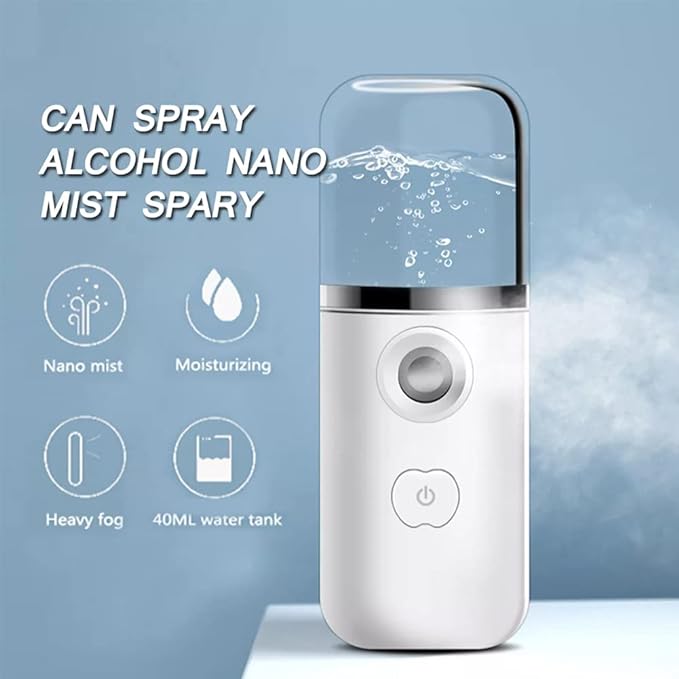 Generic Mini Face Steamer Mist Sprayer Moisturizing Handy Handheld Nano Facial Mist Spray Hydration Portable USB Charging Facial Sprayer for Activating and Calming Daily Use Face Steamer Compact - NewNest Australia