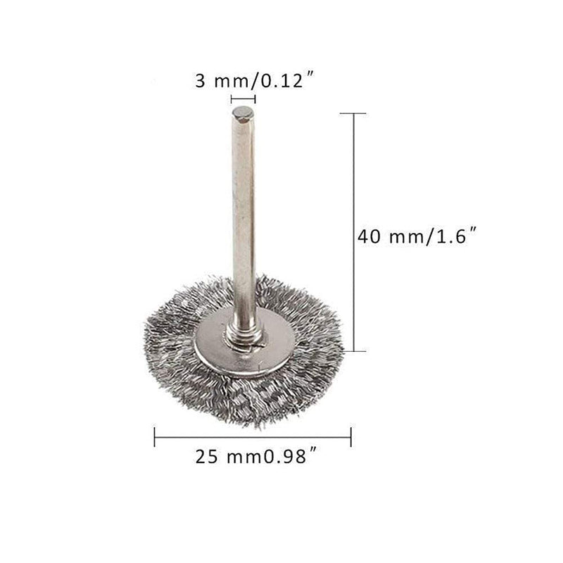 15 Pcs T Shape Stainless Steel Wire Brushes Wheel 1/8'' Mandrel Rust Removed Polishing Wheel for Dremel Rotary Tool 15Pcs T shape