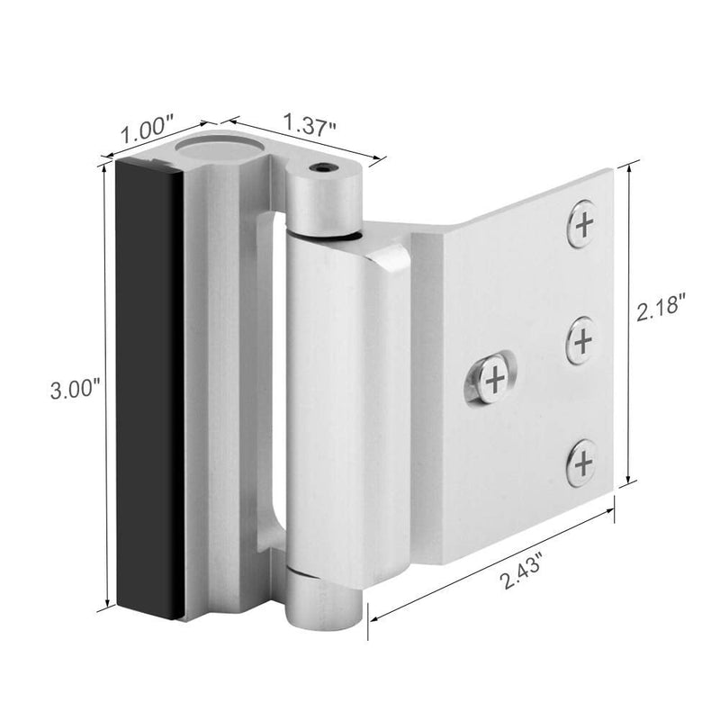 Home Security Door Lock 3 Pack Metal Door Reinforcement Lock for Kids Safety Top Front Door Child Proof Safety Lock Defend High Security Door Locks Latch Withstand 800lbs for Inside Swing Door Chain Sliver