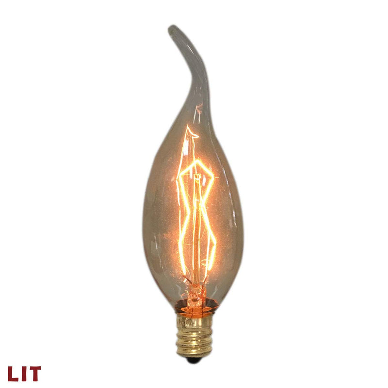 Royal Designs Vintage Style Golden Smoke Flame Incandescent Light Bulbs, E12 Candelabra Brass Base, 130V, 25 Watts, Set of 6